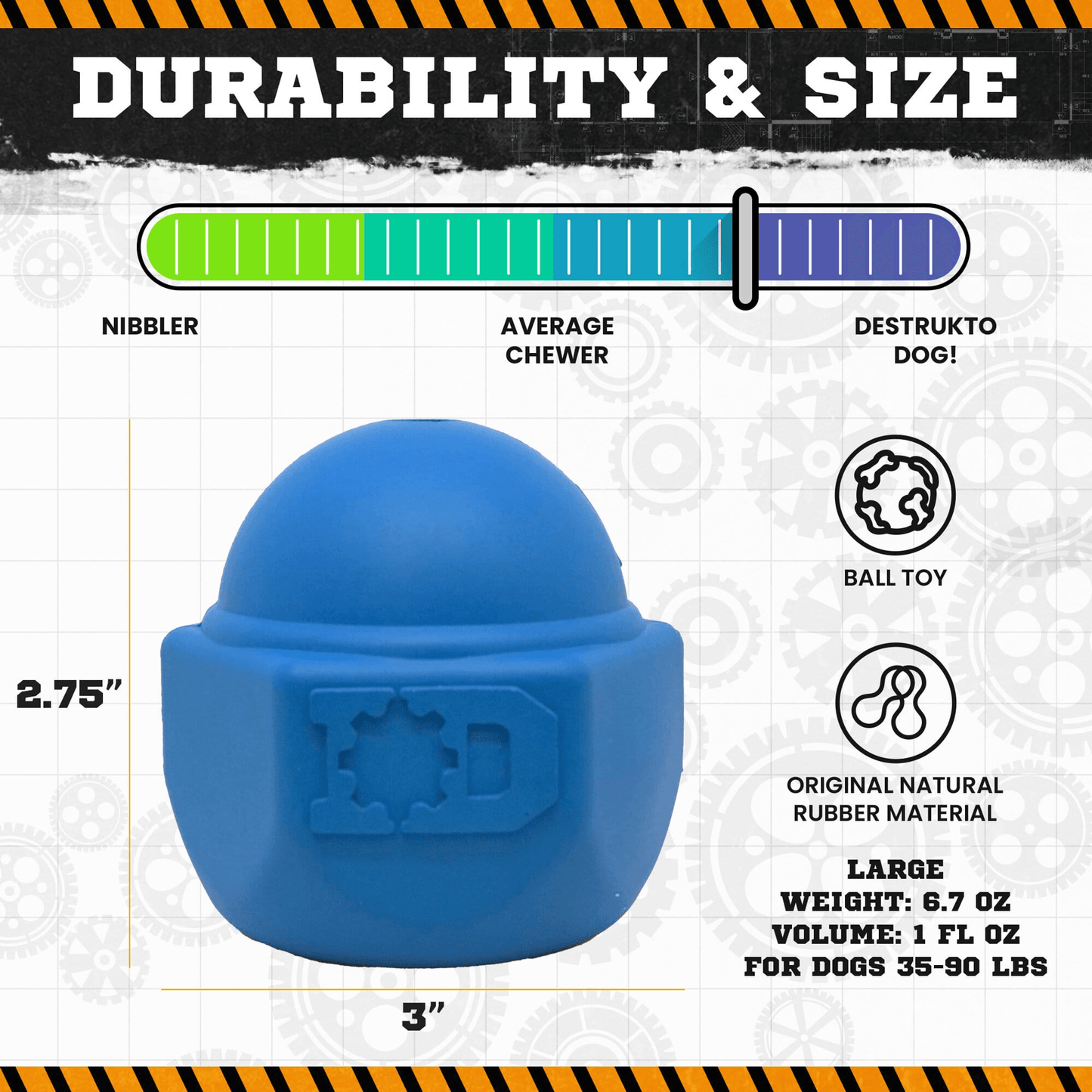 Ultra-Durable Rubber Chew Toy and Treat Dispenser for Large Dogs