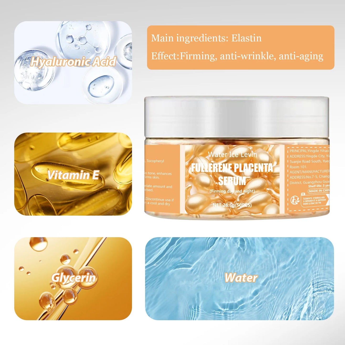 50Pcs Collagen Face Care Capsules Serum Spot Acne Wrinkle Remover