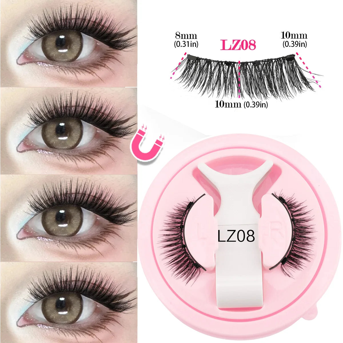 1 Pair New Magnetic Eyelashes Reusable No Glue Needed Natural Look 3D Lashes Soft Easy Apply Magnetic Lashes Kit for Eye Makeup